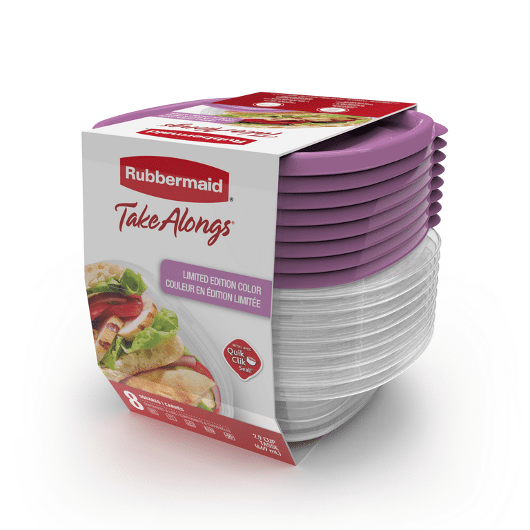 Rubbermaid TakeAlongs 2.9-Cup Square Food Storage Containers,  Special-Edition Orchid Purple, 8-Pack 