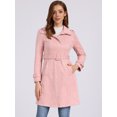 thumbnail image 4 of DARING DIVA Women's Faux Suede Coat Belted Zipper Jacket for Stylish Wear M Pink, 4 of 6