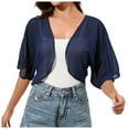 thumbnail image 2 of Bolero Shrug Cardigans for Women 2025 Lightweight Short Sleeve Sheer Mesh Open Front Chiffon Cropped Cardigan, 2 of 7