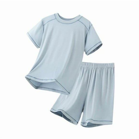 XAOWF Child Boys Baseball 2 Piece Set Ice Silk Short Sleeve Sports Tshirt And Shorts Summer Clothes Outfits 9-12 Years Trendy Relaxed Fit Outfit