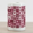 thumbnail image 2 of Love Ceramic Toothbrush Holder, Hearts for Valentine Checked Pattern Square Geometric Vintage, Decorative Versatile Countertop for Bathroom, 4.5" X 2.7", Dried Rose White, by Ambesonne, 2 of 4