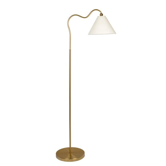 Ashcroft Furniture FLL03701001 Majestic Ring Base Curved Floor Lamp, Brass & White