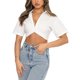 thumbnail image 1 of SAYOO Blusa de mujer, blusa de botón plano, blusa de ombligo de mujer SAYOO moda, 1 of 7