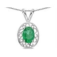 thumbnail image 2 of Star K � Vintage Style Filigree Oval 6x4mm Genuine Emerald Pendant Necklace, 2 of 9