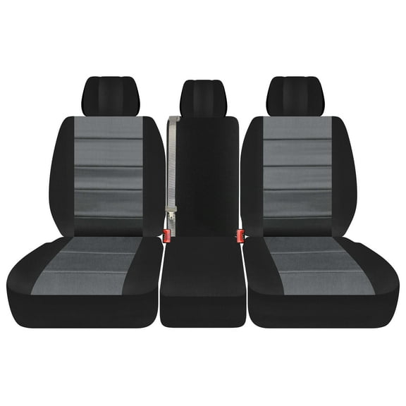 Fits 2011-2014 Ford F-150 Velour Seat Covers 40/20/40 Bench 3HR Opening Console:Blk Charco