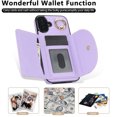 thumbnail image 7 of for iPhone 16 Wallet Case with Card Holder Women Men, Flip PU Leather Kickstand Shockproof Protective Phone Cover Magnetic Clasp 360 Rotation Ring Stand for iPhone 16, Purple, 7 of 7
