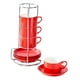 thumbnail image 4 of 4 tazas de café de cerámica con platillo, adorno novedoso, únicas, apilables con estante Rojo, 4 of 9