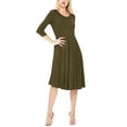 thumbnail image 2 of Women's Plus Size Round Neck 3/4 Sleeves Solid A-Line Midi Dress, 2 of 4