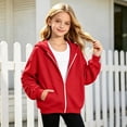 thumbnail image 2 of Little Girls Pullover Hoodie Sweatshirt Solid Color with Front Pocket Pullovers Tops Size 8-9T,Red, 2 of 5