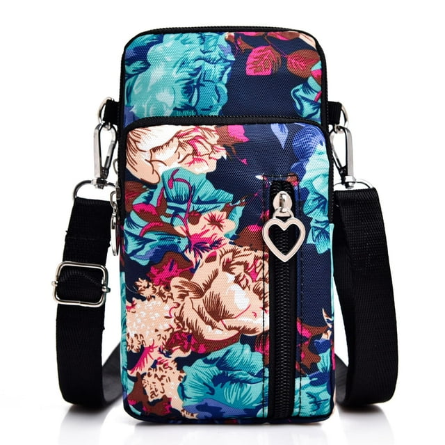 JANKS Bolso bandolera pequeño para mujer - Mini monederos para teléfono con correa cruzada y billetera - Bolso de nailon para brazo