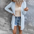 thumbnail image 2 of Manteau pour Femmes Automne Hiver Couleur Unie Mode Manteau Extérieur Col Rond Trench-Coat Manches Longues Tricoté Cardigan Mi-Long Ample Ouvert devant, 2 of 5