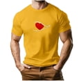 thumbnail image 2 of T-Shirt for Men's Valentine’s Day Heart Print Casual Sport Short Sleeve Round-Neck Top,Soft Casual Men's Tee Yellow, 2 of 5