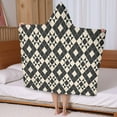 thumbnail image 5 of Black Beige Checkerboard Checkered Pattern Hooded Bath Towel，50"x30" for Ages 3 To 12 Kids, Quick Dry Lightweight Soft Microfiber Hood Beach Towel Cover Up for Kids, 5 of 7