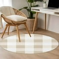 thumbnail image 4 of Beige Plaid Round Area Rug 3.3 FT, Non Slip Small Entryway Kitchen Mat, Spring Summer Farmhouse Buffalo Checkered Washable Soft Circular Rug Non-Shedding Door Mat for Bathroom Playroom Kids Room, 4 of 9