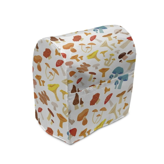Mushroom Stand Mixer Cover, Colorful Cartoon Forest Toadstool Pattern Autumnal Nature Fungus, Kitchen Appliance Organizer Bag Cover with Pockets, 5 Quarts, Multicolor, by Ambesonne