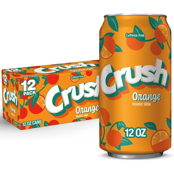 Crush Caffeine Free Orange Soda Pop, 12 fl oz, 12 Pack Cans