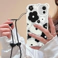thumbnail image 2 of Compatible for iPhone 11 Case Clear Floral Bear Camera Lens Case with Lovely Flower Bracelet Chain for Women Girls, Soft TPU Protective -Black, 2 of 13