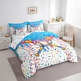 thumbnail image 2 of Castle Fairy Sport Baseball Print Twin Bedding 7-Piece, Pink Ice Cream Drip Bedding Comforter Set, Light Blue Pink White, 2 of 7