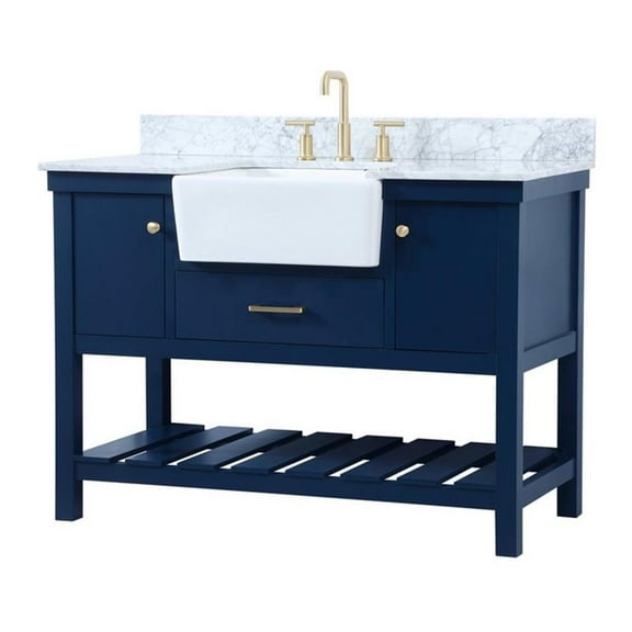 Elegant Decor Clement 48" MDF Single Bathroom Vanity with Backsplash in Blue