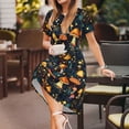 thumbnail image 3 of Fotbe Colorful Plants Mushroom Vestido Largo de Moda para Mujer, Vestido Tipo Camiseta con Manga Corta y Estilo Casual a Rayas y Bloques de Color, 3 of 6