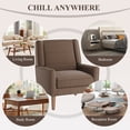 thumbnail image 6 of AFO Modern Accent Chair Set of 1, High Back Upholstered Fabric Armchair with Wood Legs, Mid-Century Wingback Chair for Living Room Bedroom, Brown, 6 of 10