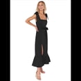 thumbnail image 1 of Vestidos con Volantes para Mujer, Escote Cuadrado, Abertura en el Tobillo, para Bodas, Damas de , Salidas Nocturnas y Clubes. Negro M, 1 of 8