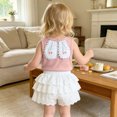 thumbnail image 2 of Toddler Girls Summer Short Sets Outfits Cotton Crewneck Short Sleeve Playwear Sets 6-12 Months 12-24 Months 2t 3t 4t 5t 6t 7t Children(Pink,12-18 Months), 2 of 7