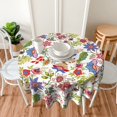 thumbnail image 6 of Colorful Flowers Tablecloth Round 60 Inch Spring Summer Table Cloth Washable Spillproof Wrinkle Free Watercolor Floral Green Leaf Fabric Table Cover for Indoor Outdoor Kitchen Dinning Round Tables, 6 of 6