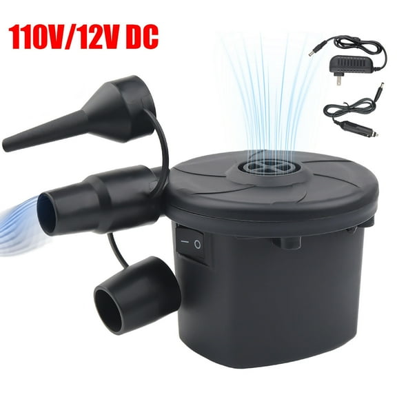 Audessy Electric Air Pump Air Mattress Portable Pump for Inflatables Couch, Pool Floats, Blow up Pool Raft Bed Boat Toy, Quick-Fill Inflator/Deflator with 3 Nozzles, 110V AC/12V DC