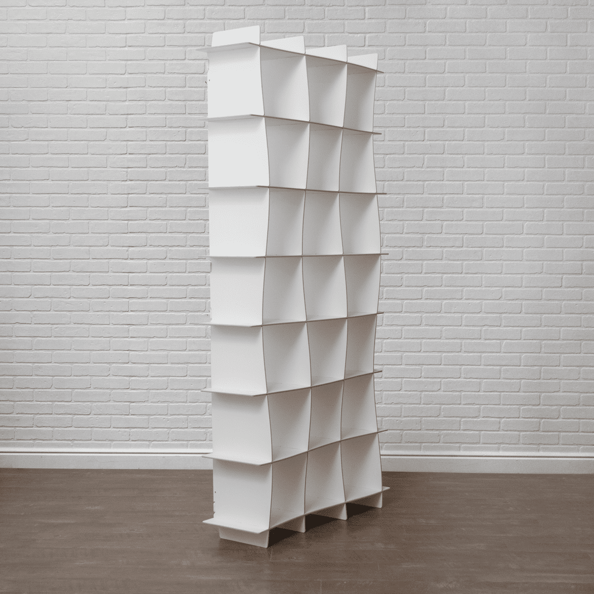 21 Cubby Wave Tall Bookcase White