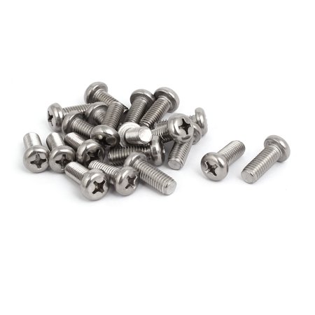 50 Vis à Métaux M5 X 15mm Tête Ronde Fraisée Phillips INOX 304 - Neuf, Marque Uxcell, Filetage Entier