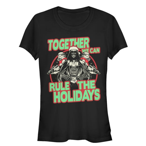 Junior's Star Wars Christmas Dark Side Rulers  Graphic Tee Black 2X Large
