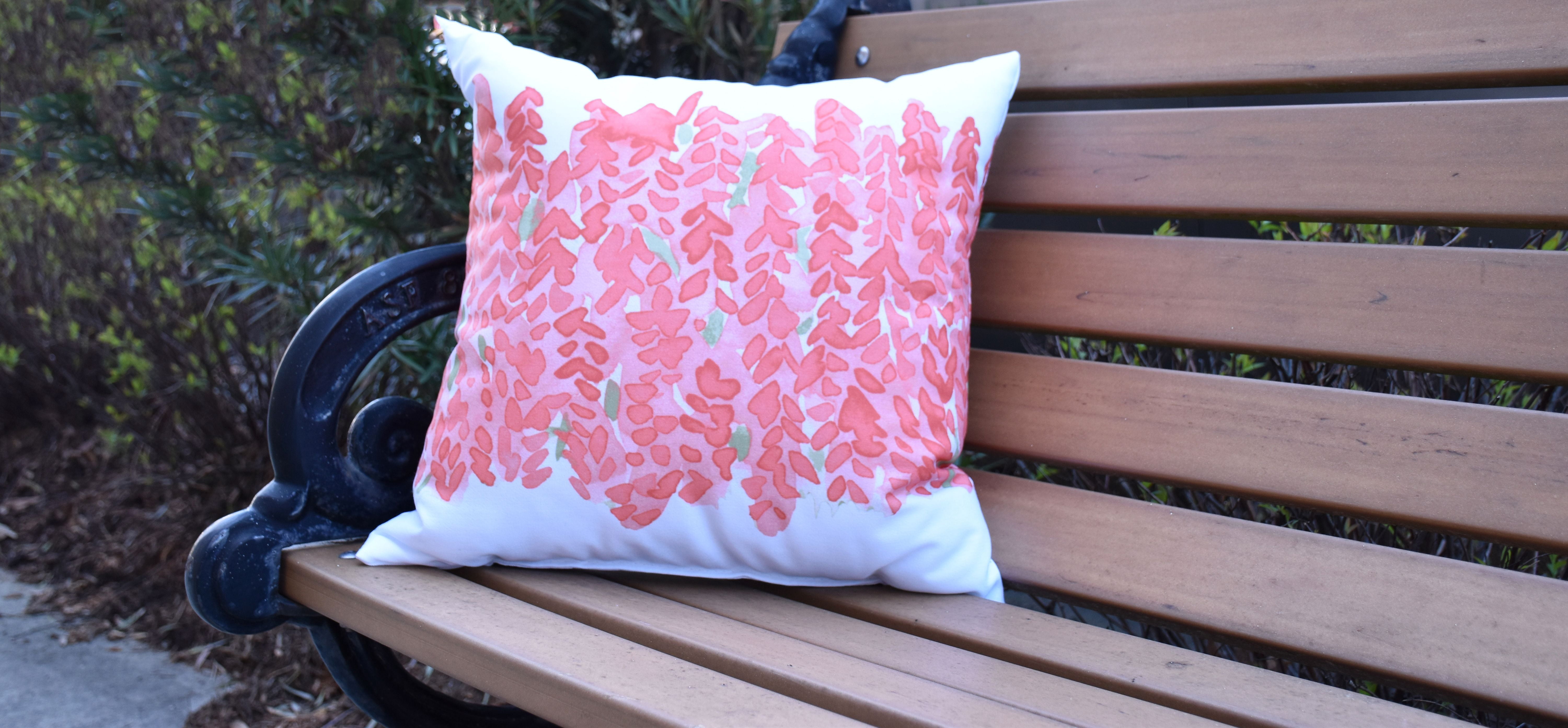 Simply Daisy, 20" x 20" Flower Bell Peach Floral DecorativeOutdoor Pillow