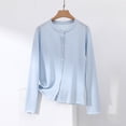 thumbnail image 2 of Miluxas Women's Classic Long Sleeve Cardigan Solid Color Round Neck Casual Open Front Button Down Cardigans Sky Blue XXXL(XXXL), 2 of 7