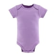 The Peanutshell Baby Girl Short Sleeve Bodysuits Set, 5 Pack Set, Purple, Grey, Mint