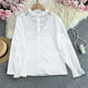 thumbnail image 2 of Tops de encaje para mujer,Blusa de encaje para mujer, cuello redondo, manga larga, botones, mezcla de poliéster, ropa informal para el hogar o la oficina, sopatenor, 2 of 9