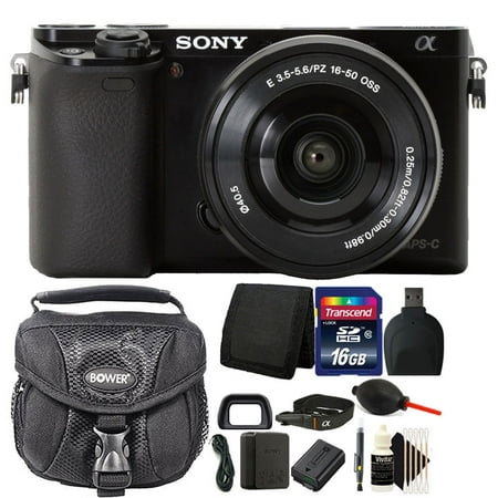 Sony Alpha a6000 24.3MP Built-In WIFI Black Mirrorless Digital Camera + 16-50mm Lens & 16GB Accessory