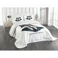 thumbnail image 3 of Ambesonne Wolf Quilted Bedspread Set 3 Pcs, Business Animal in Suit, King Size, Teal Vermilion Black, 3 of 5