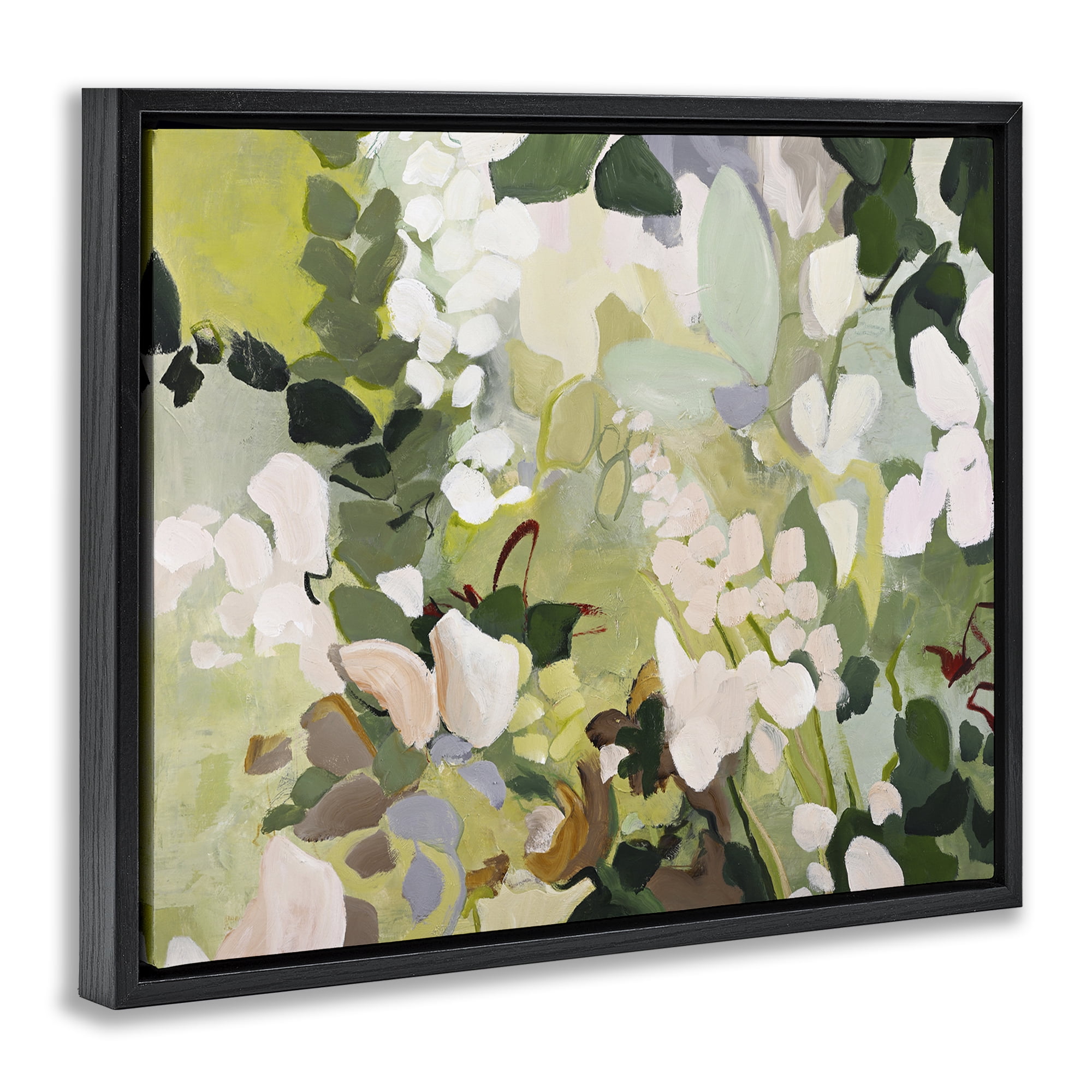 Stupell Industries Modern Botanical Impressions Plants & Flowers Painting Black Floater Framed Canvas Art Print Wall Art, 31 x 25