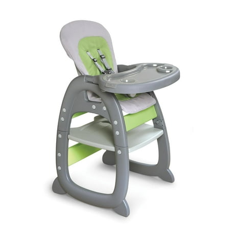 UPC: 0046605937013 | Badger Basket Envee II Baby High Chair with Playtable Conversion – Gray and Green