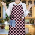 thumbnail image 6 of Black and Pink Checkerboard Pattern Apron-Garden Aprons for Women with Pockets-Cotton Linen Waterproof Kitchen Cooking Gardening Aprons Adjustable for Kitchen,Cooking,BBQ and Salon 33x27 Inch, 6 of 7