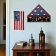 thumbnail image 7 of Veteran Burial Flag Display Case American Flag Solid Wood Display Case Fits a 5 X 9.5 Flag Folded Military Shadow Box with Felt Lining Holder for Pins Insignia Medals Challenge Coins, Cherry, 7 of 7
