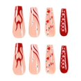 thumbnail image 5 of 24pcs/Box Long T Handmade Valentine's Day French Flame Wave Love With Diamond False Nail Enhancement Waterproof Gel Fake Nails, 5 of 6