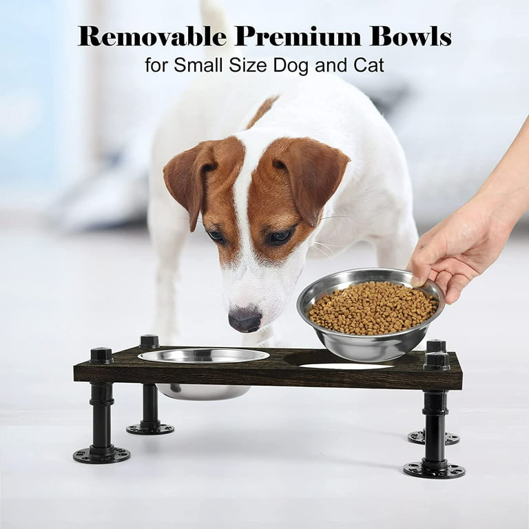 Wooden Dog Bowl Stand, Rustic Pet Feeder, Reclaimed Cat Bowls