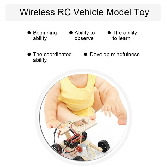 Juguete Modelo de Coche de Madera, Kit de Modelo de Coche RC de Madera Diy Juego de Juguete de Coche de Control Remoto Juguete Educate Para Niños