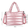 thumbnail image 5 of Large Capacity Smooth Zipper Adjustable Straps Handheld Lazy Pillow Shoulder Bag Women Lightweight Winter Down Cotton Padded Handbag,White, 5 of 7