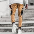 thumbnail image 3 of Outfmvch Long Johns For Men Joggers For Men Men'S Fashion Casual Stitching Leg Multi-Pocket Pants Pants Cargo Pants For Men Khaki M, 3 of 9