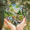thumbnail image 2 of Lotusprinthandmade Deer Hunting Stained Glass Suncatcher for Window Hanging Cir9.8in, deer hunting window art, 2 of 4