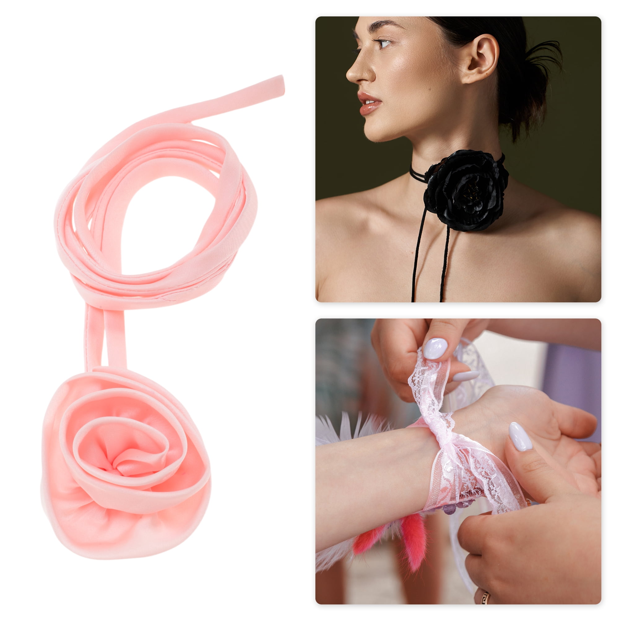 Unique Bargains Rose Adjustable Choker Necklace for Women 1Pc Pink