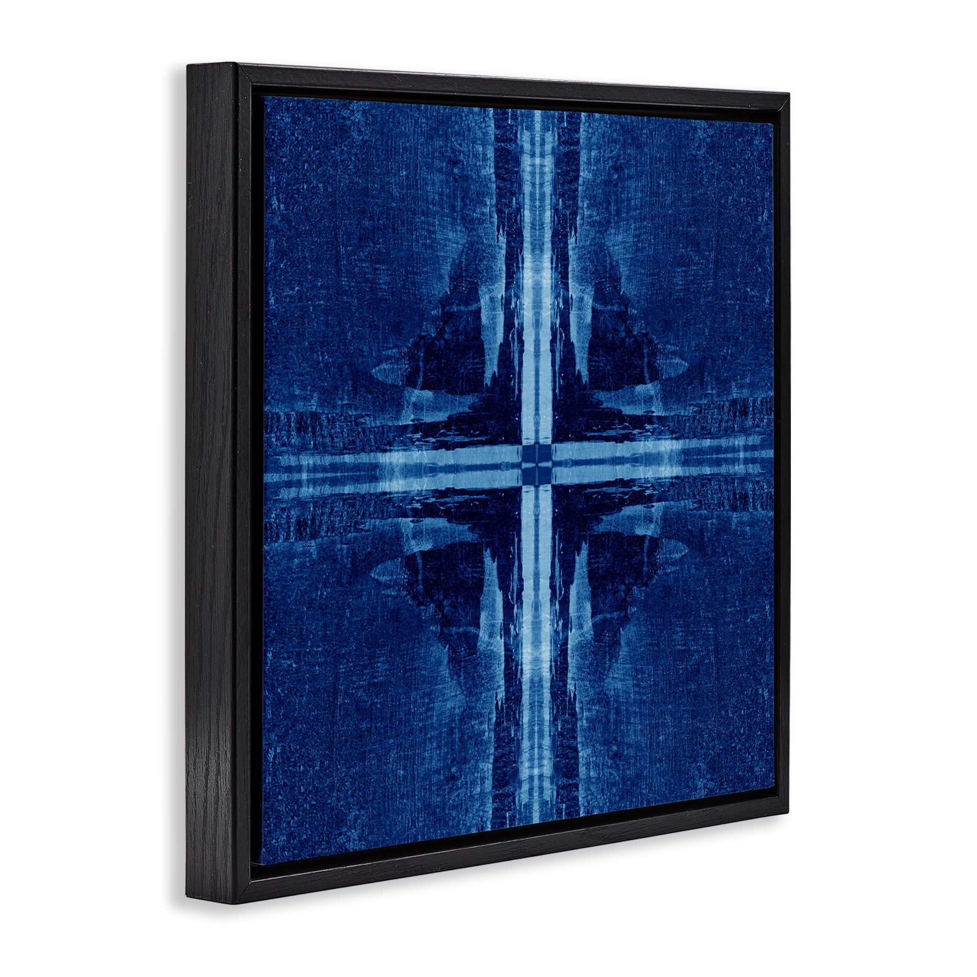 Stupell Industries Dark Geometric Quadrants Abstract Painting Black Floater Framed Canvas Art Print Wall Art, 25 x 25